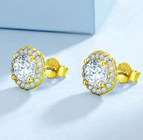S925 Flower Cluster Halo Earrings