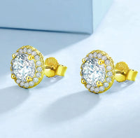 S925 Flower Cluster Halo Earrings